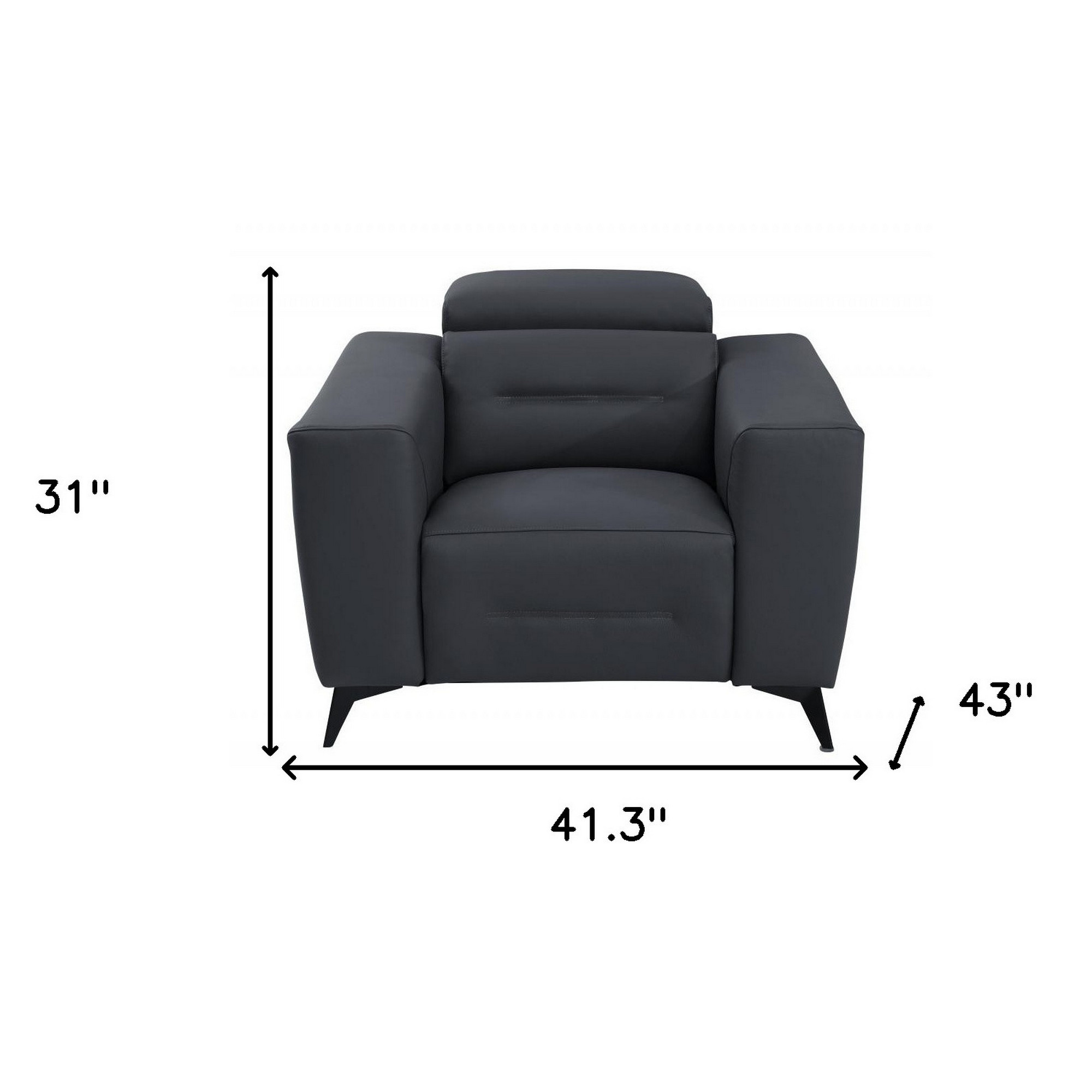 41″ Dark Gray Italian Leather Power Recliner Chair