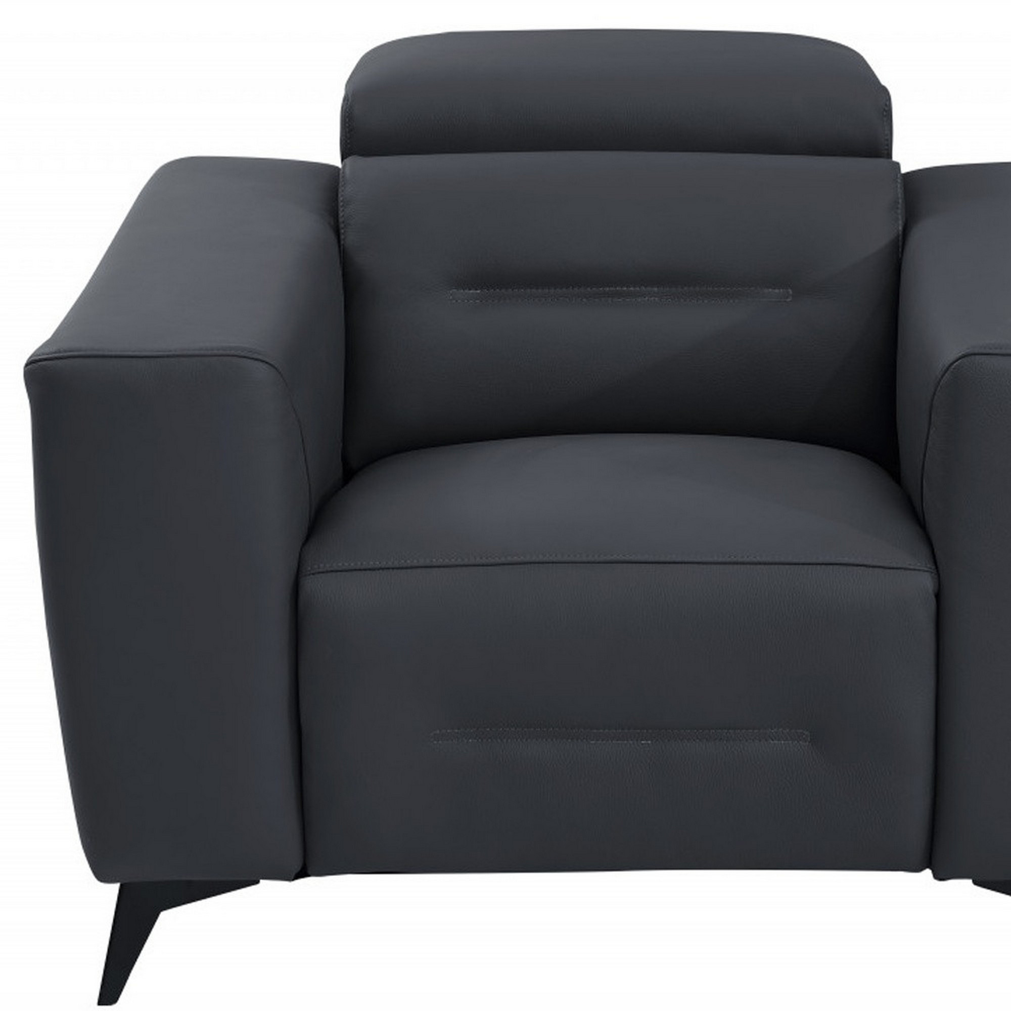 41″ Dark Gray Italian Leather Power Recliner Chair