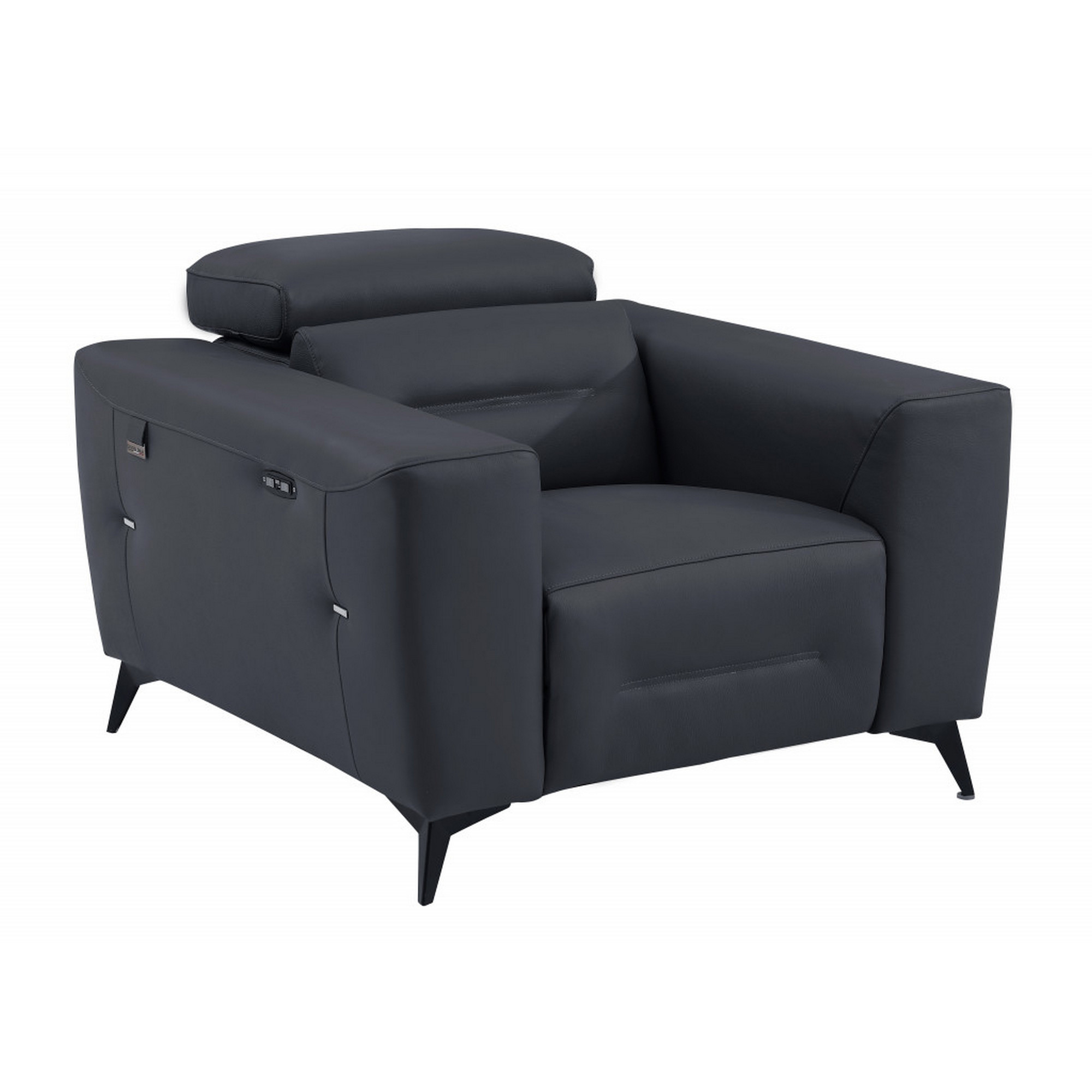 41″ Dark Gray Italian Leather Power Recliner Chair