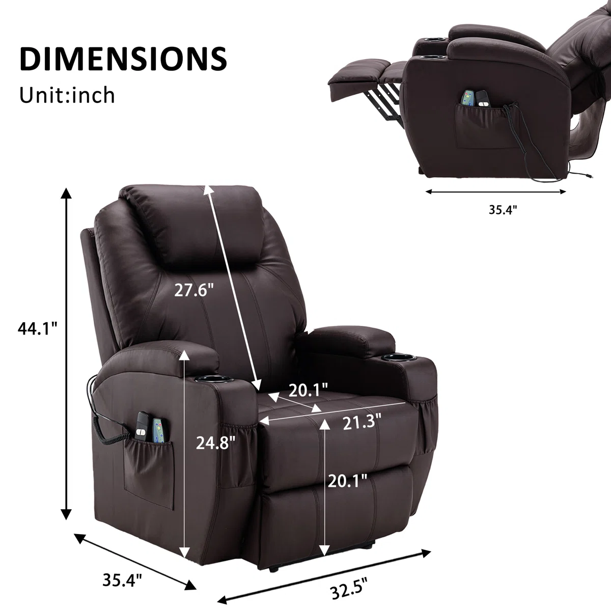 Faux Leather Lift Assist Power Recliner