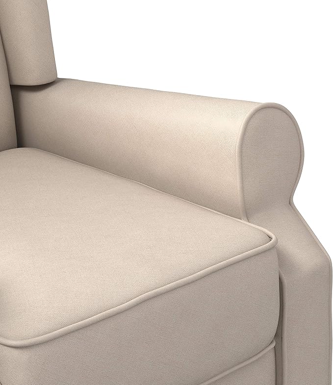 Modern Furniture Tufted Back Linen Fabric Adjustable Armchair, Mid-Century Recliner for Transitional Living Room with Nailhead Trim, Beige