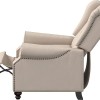 Modern Furniture Tufted Back Linen Fabric Adjustable Armchair, Mid-Century Recliner for Transitional Living Room with Nailhead Trim, Beige