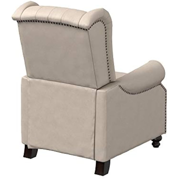 Modern Furniture Tufted Back Linen Fabric Adjustable Armchair, Mid-Century Recliner for Transitional Living Room with Nailhead Trim, Beige