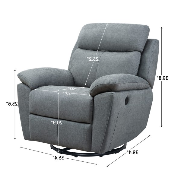 35″ Gray Fabric Power Recliner with USB