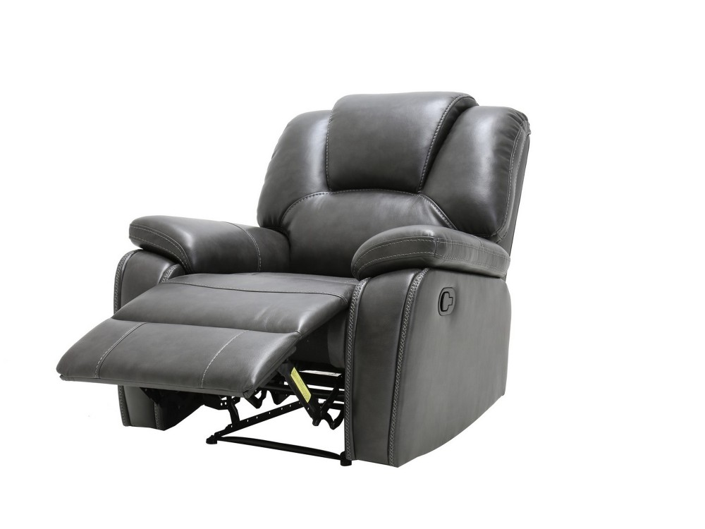 40″ Grey Contemporary Leather Power Reclining Chair